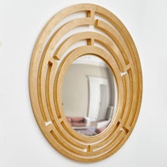 Bespoke Elengant Italian "Nemesi" convex mirror with raw gold leaf frame