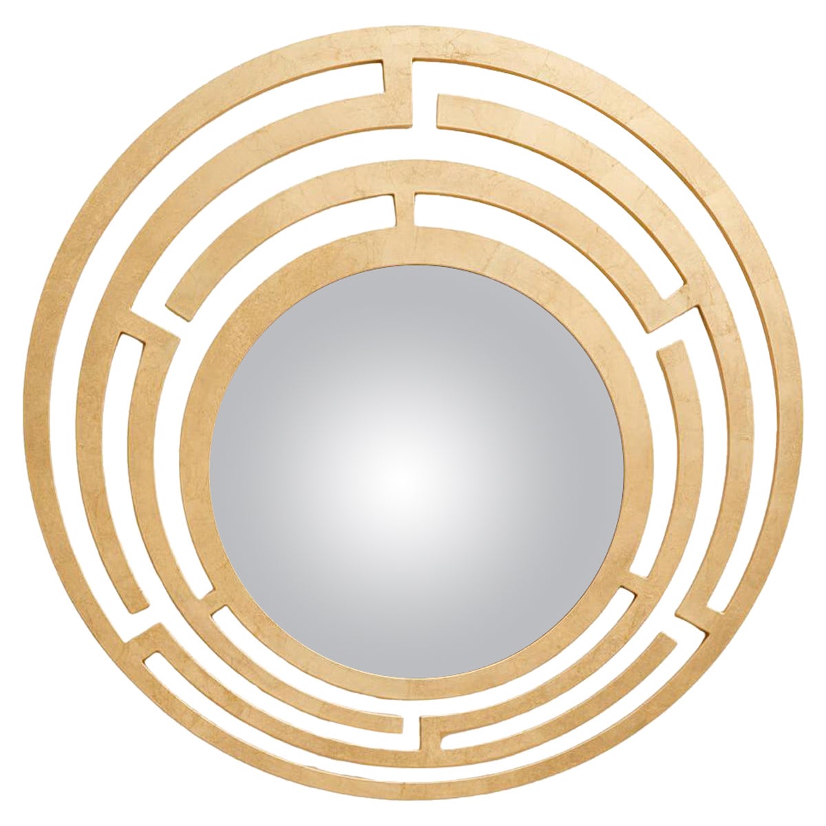 Miroir convexe "Nemesi" italien Elengant sur mesure avec cadre en feuille d'or brut