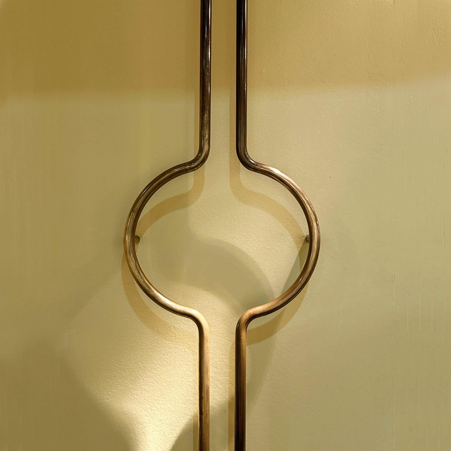 Mid-Century Modern Bespoke Elongated Tubular Push & Pull Brass 1960s Double Door Handles For Sale