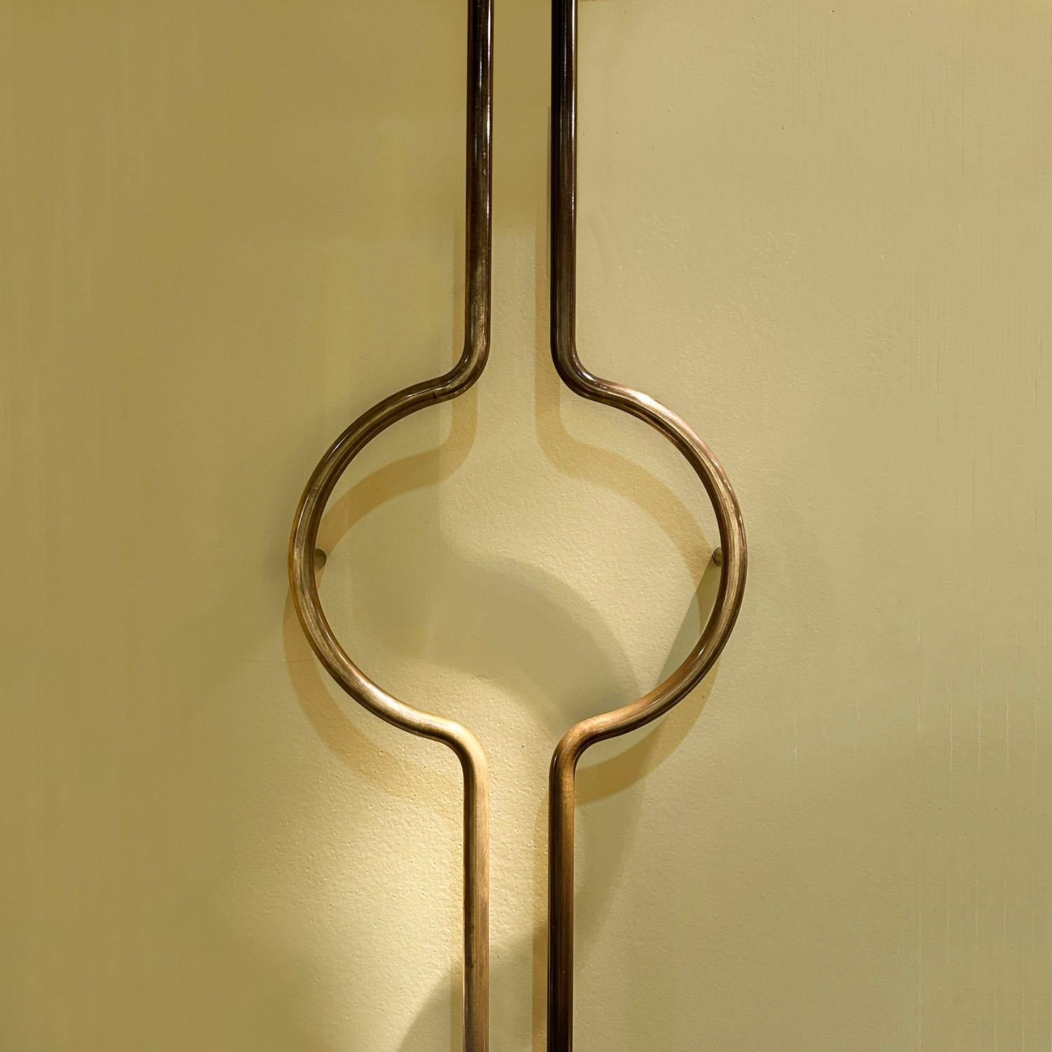 German Bespoke Elongated Tubular Push & Pull Brass 1960s Double Door Handles For Sale