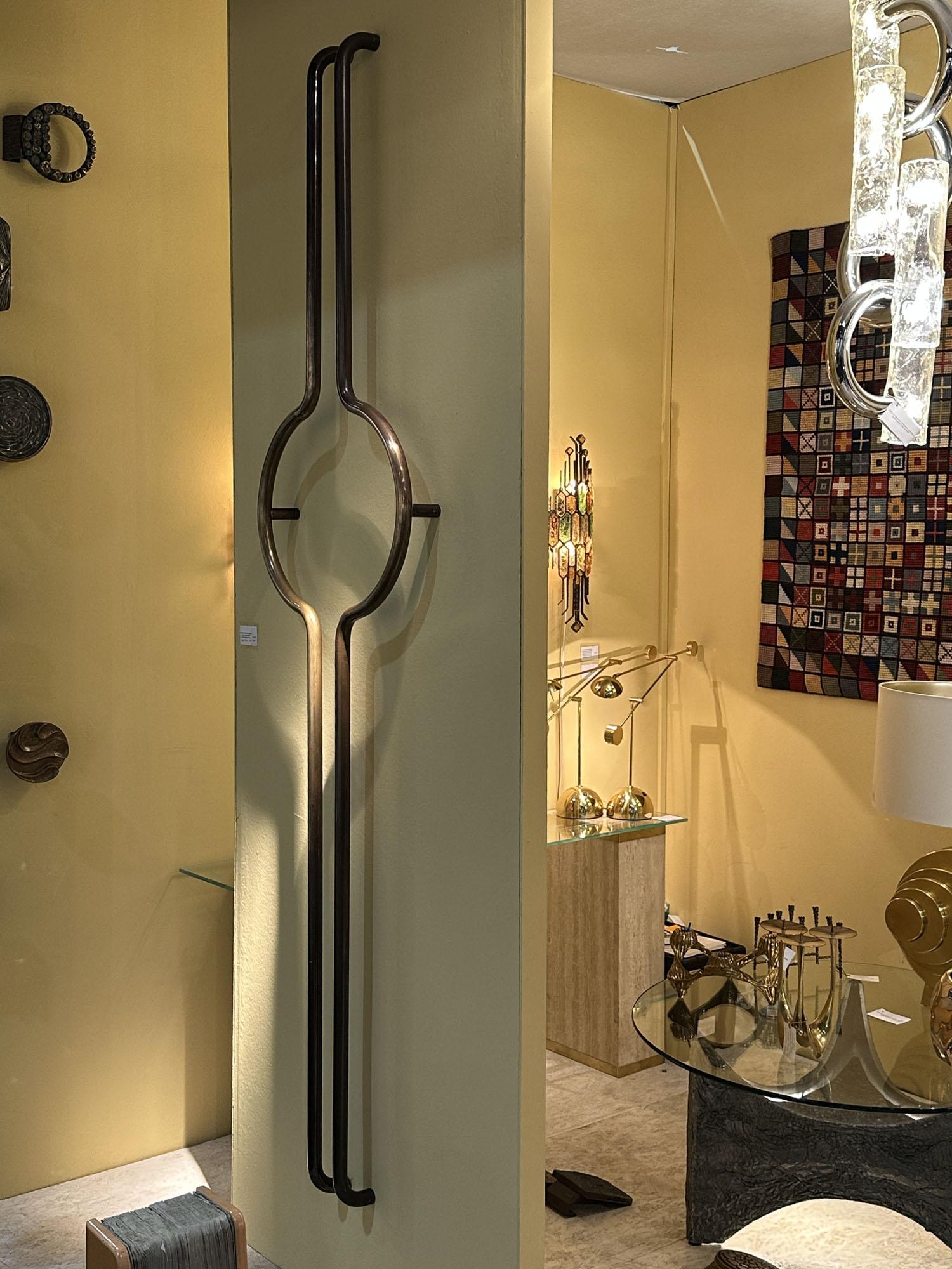 Bronze Bespoke Elongated Tubular Push & Pull Brass 1960s Double Door Handles For Sale