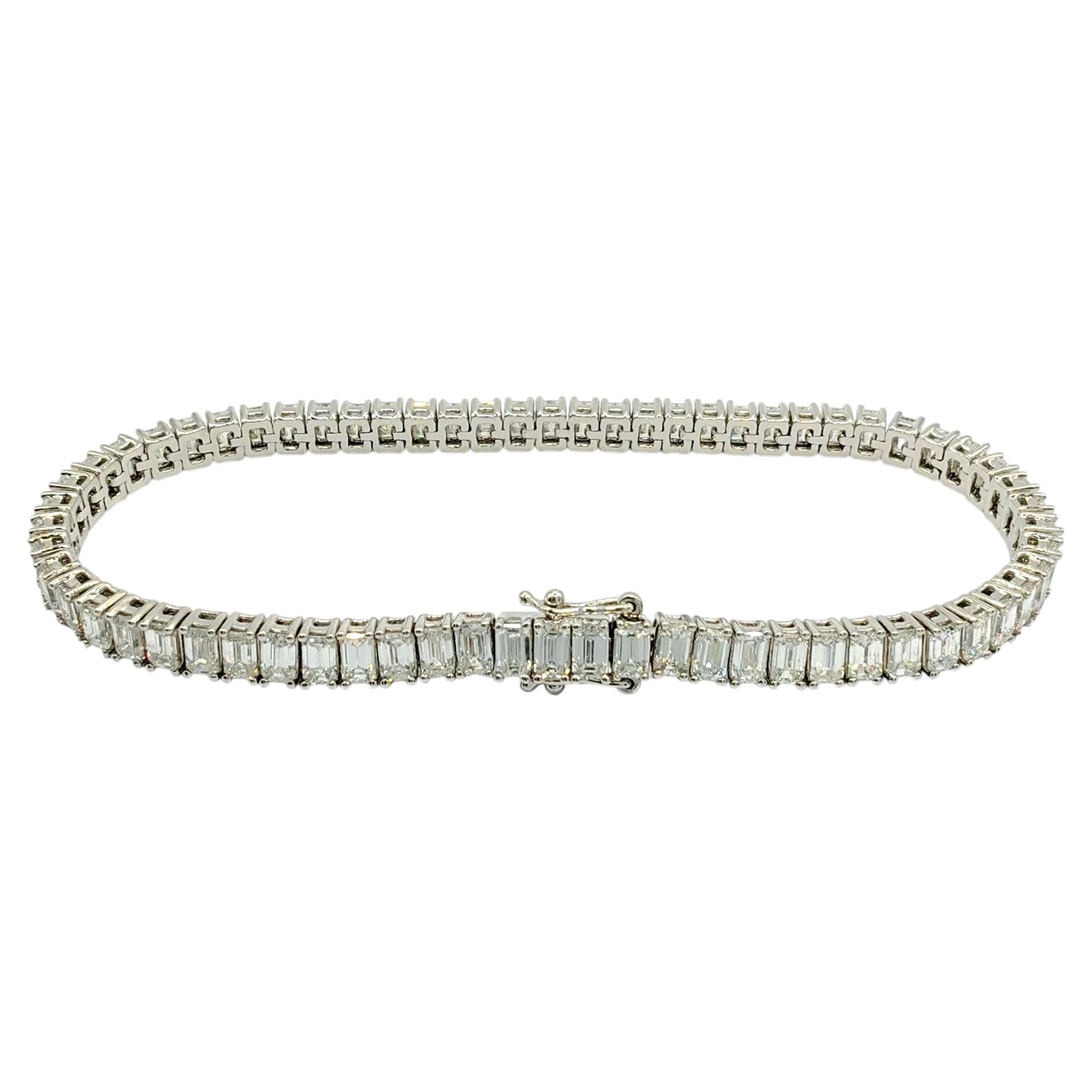 Bespoke Geometric Emerald Cut Diamond Tennis Bracelet 14K/18K Gold or Platinum