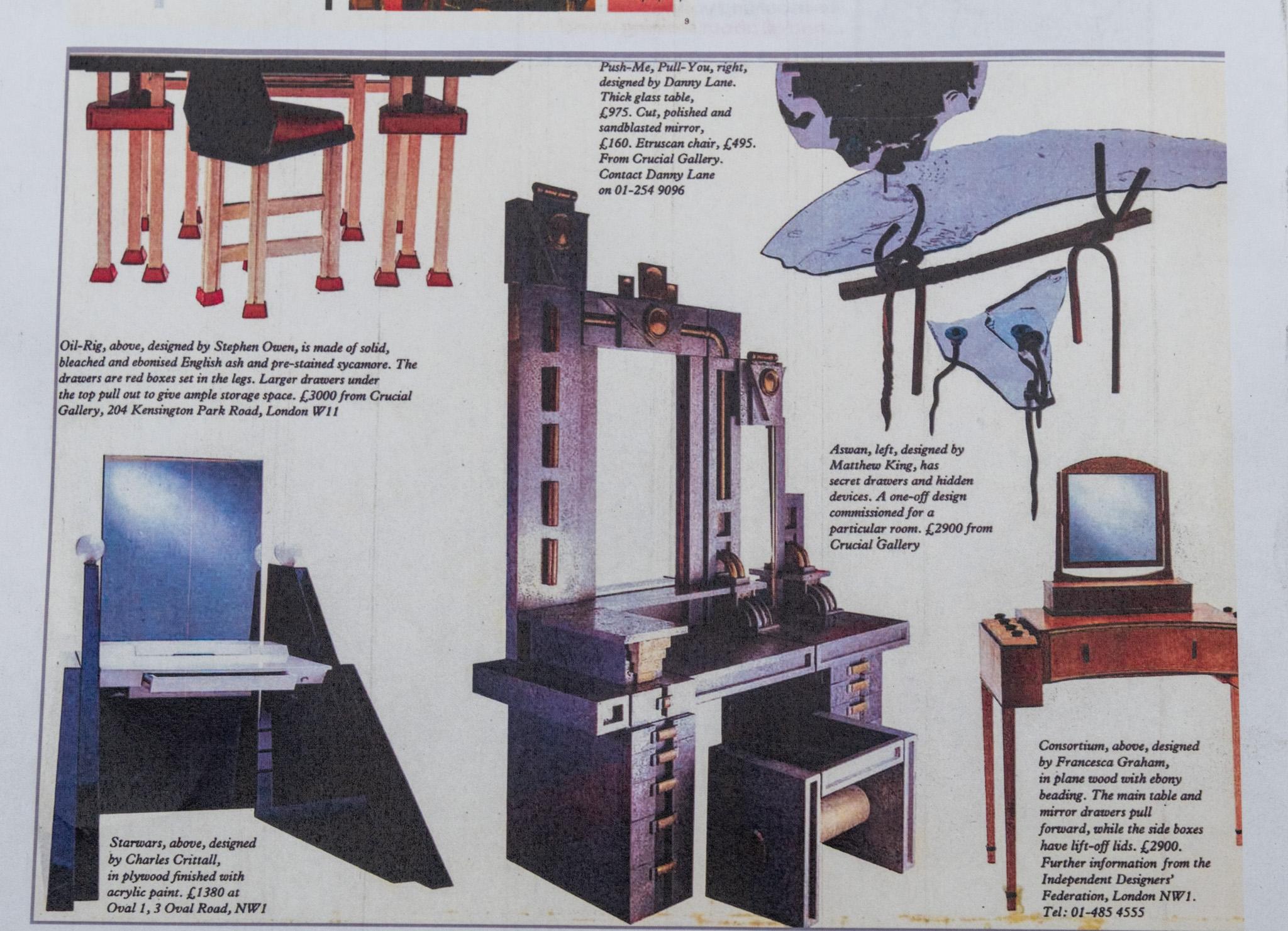 Tavolino da toeletta su misura in legno di platano e ebano inglese Art Deco Revival 1984 in vendita 1