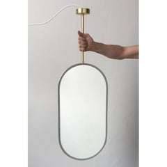 Bespoke Entry Maripaia Capsula Front Illuminated Suspended Mirror Brass Frame