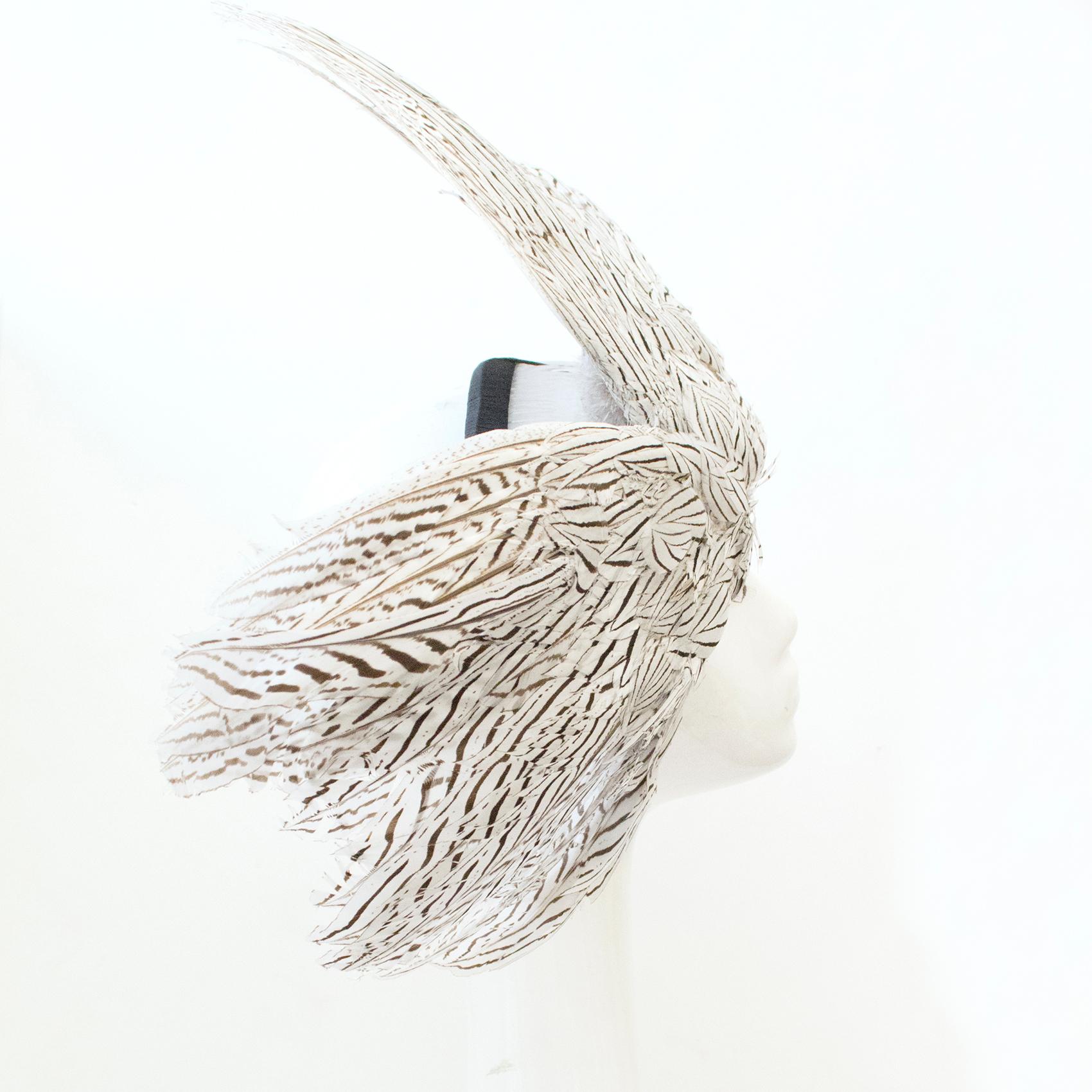 Gray Bespoke Feather Angel Wings Fascinator