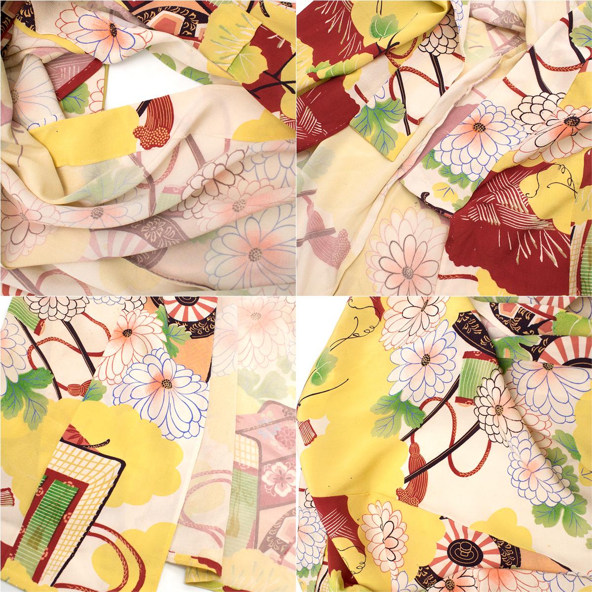 Bespoke Floral Yellow Silk Blend Kimono one size 5