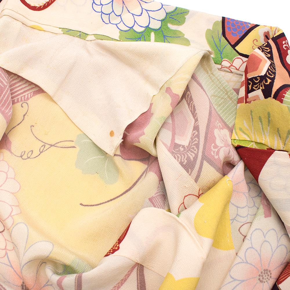Bespoke Floral Yellow Silk Blend Kimono one size 2