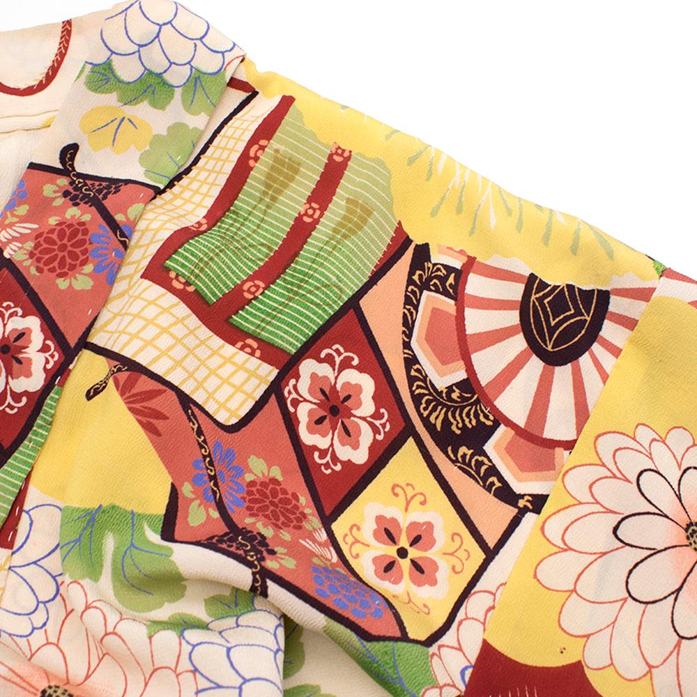 Bespoke Floral Yellow Silk Blend Kimono one size 3
