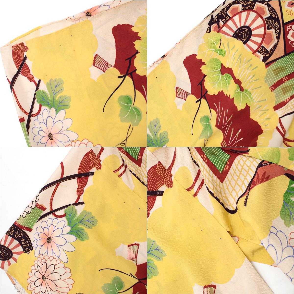 Bespoke Floral Yellow Silk Blend Kimono one size 4