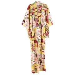 Bespoke Floral Yellow Silk Blend Kimono one size
