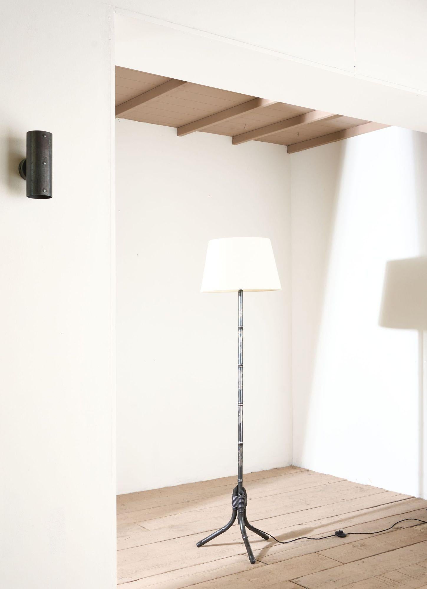 This is our faux bamboo steel floor lamp. Inspired by the ever present use of bamboo and faux bamboo throughout history for decorative interior pieces. Made from forged steel bar and crafted right here in Yorkshire by Sam our incredible