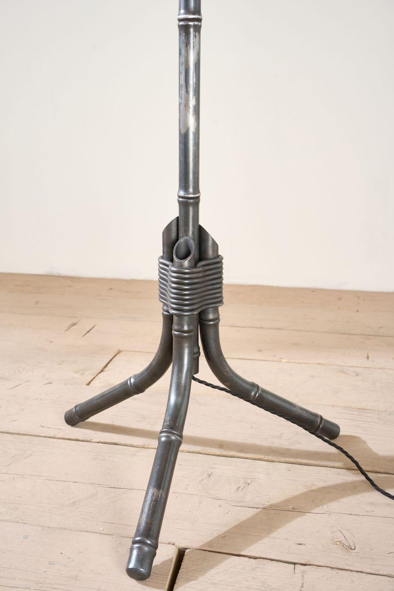 XXIe siècle et contemporain Bespoke Forged steel faux Bamboo floor lamp - By TallBoy en vente