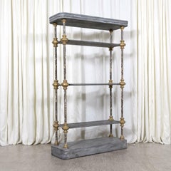 Bespoke French Industrial Étagère with 19th Century Giltwood Fragments