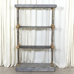 Bespoke French Industrial Étagère with 19th Century Giltwood Fragments
