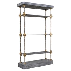 Bespoke French Industrial Étagère with 19th Century Giltwood Fragments
