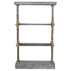 Bespoke French Industrial Étagère with 19th Century Giltwood Fragments