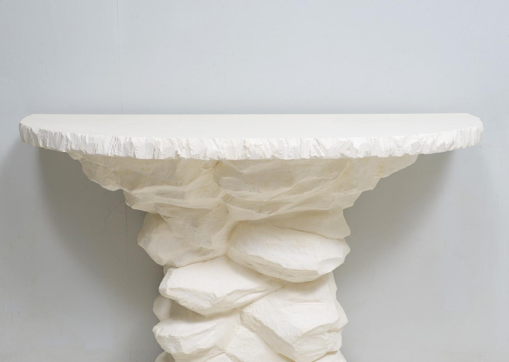 Bespoke French Plaster Brutalist Console In New Condition For Sale In New York, NY