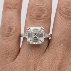 Bespoke GIA Certified 3 Carat Square Emerald Cut Diamond Three-Stone Ring