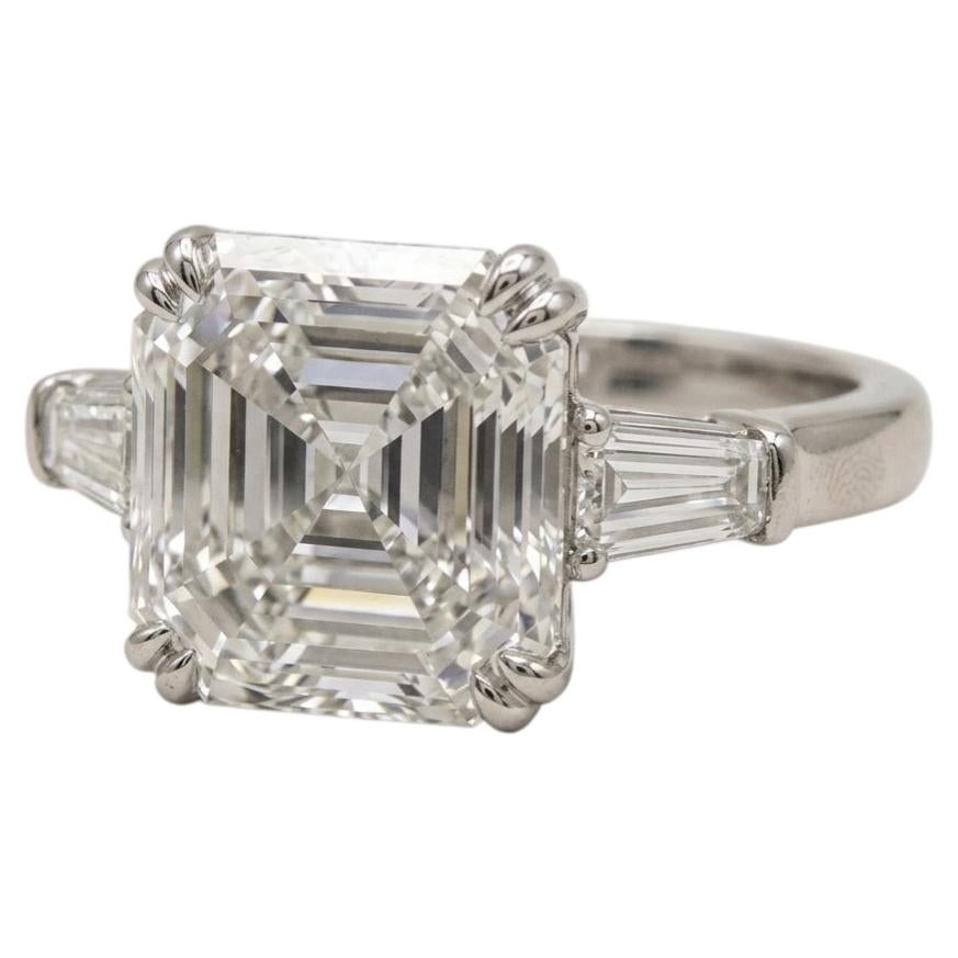 Bespoke GIA Certified 3 Carat Square Emerald Cut Diamond Three-Stone Ring