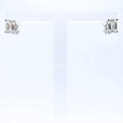 Bespoke GIA Emerald Cut Diamond Stud Earrings in 14K/18K Rose/Yellow/White Gold