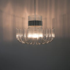 Bespoke Glass and Chrome Chandelier, Italy, circa 1970