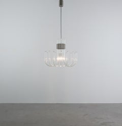 Bespoke Glass and Chrome Chandelier, Italy, circa 1970