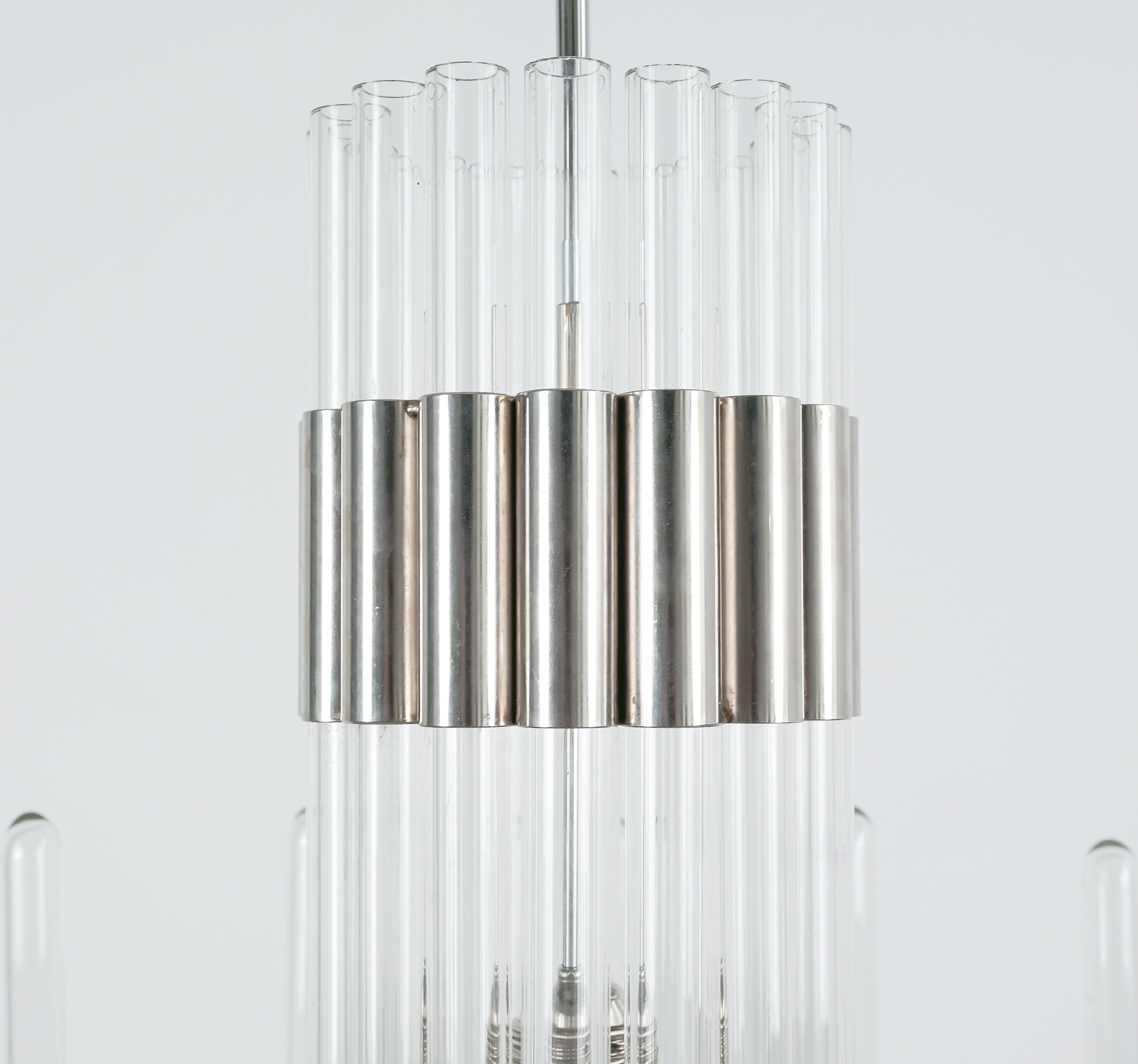 Bespoke Glass and Chrome Chandelier, Italy, circa 1970 For Sale 2
