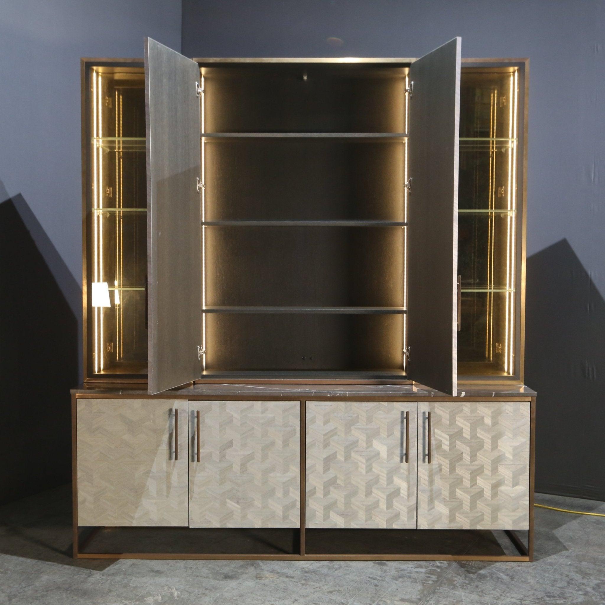 Bespoke Glass & Marble Top Cabinet For Sale 1
