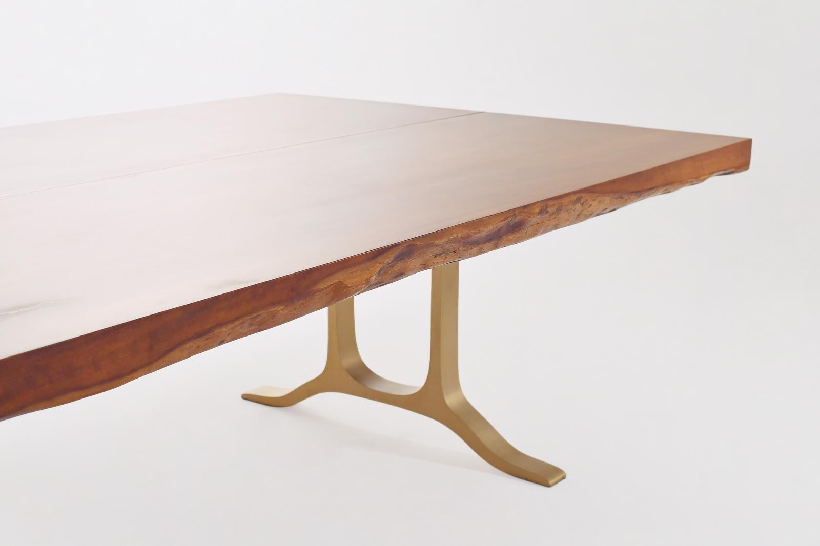Bespoke Grand Table, Antique Hardwood, Brass Base, by P. Tendercool  For Sale 2