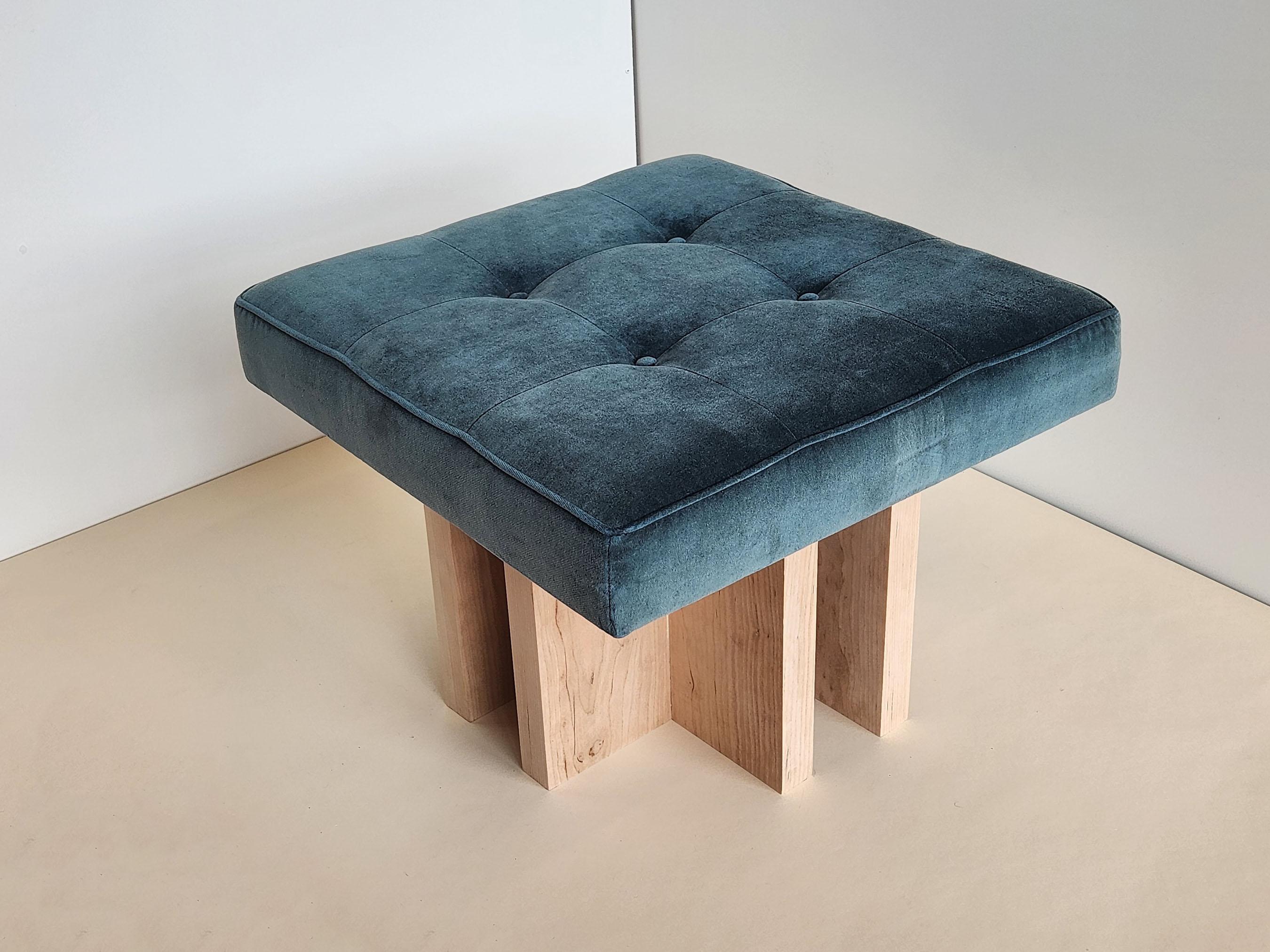 Bespoke Gueridon Ottoman, COM fabric, must see! For Sale 3