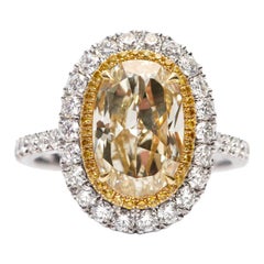 Bespoke Halo Mount for 3-5 Carat Yellow White Diamond Oval Shape Platinum Ring