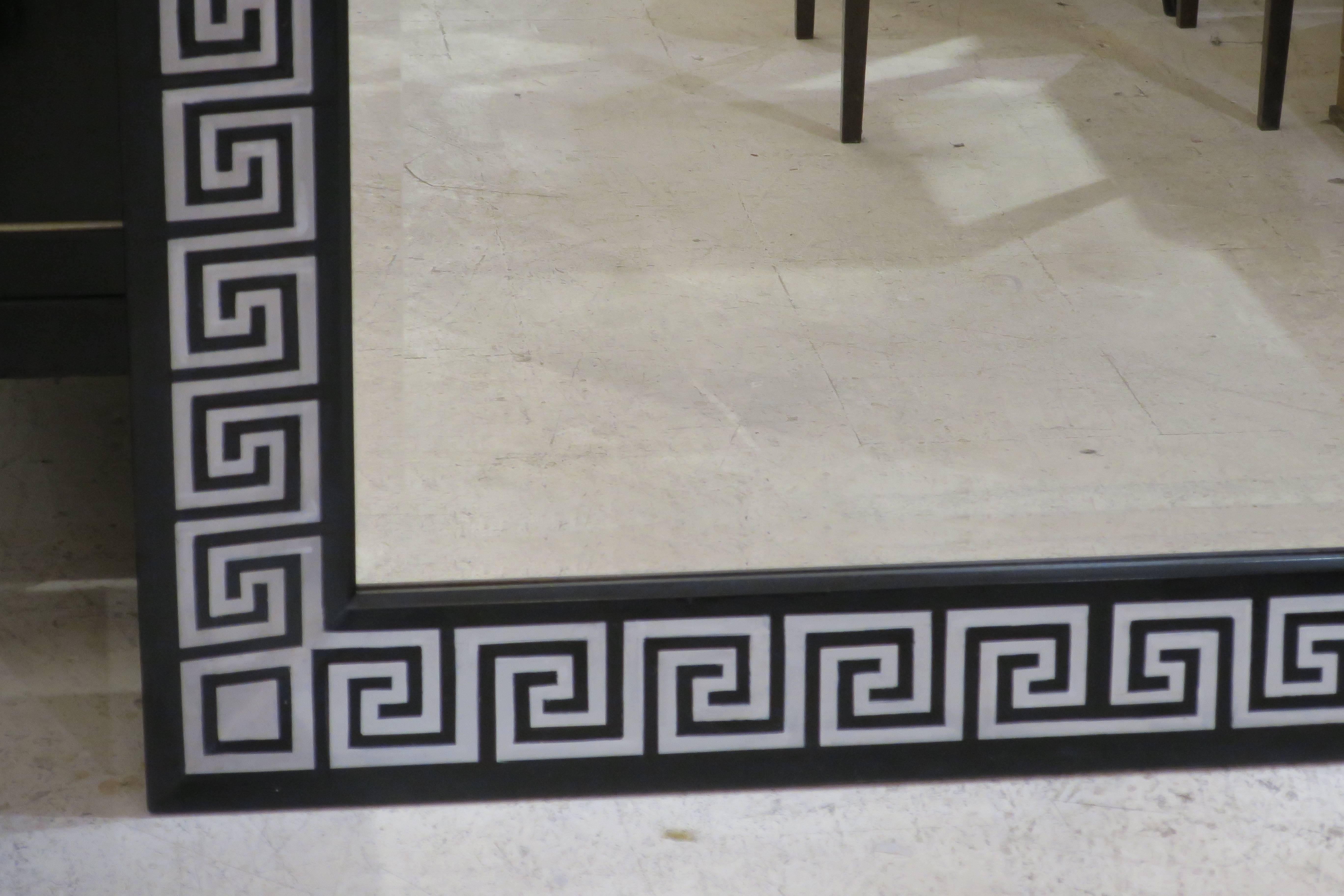 Hand-Crafted Bespoke Hand-Decorated Mirror with Greek Key Pattern Design