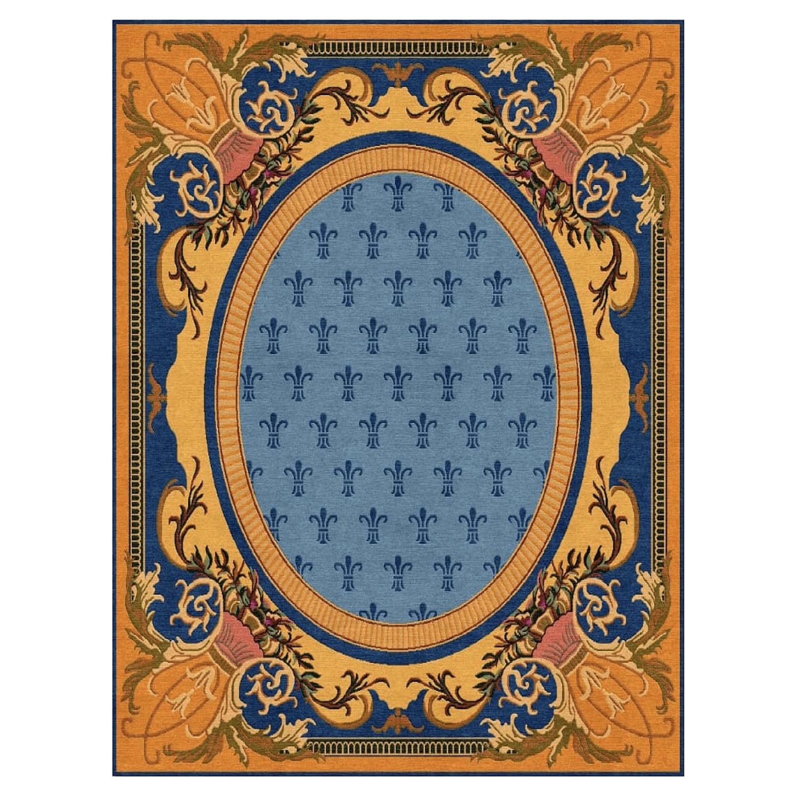 Bespoke Hand Knotted Rug is Style of Neoclassical Spanish Design For Sale