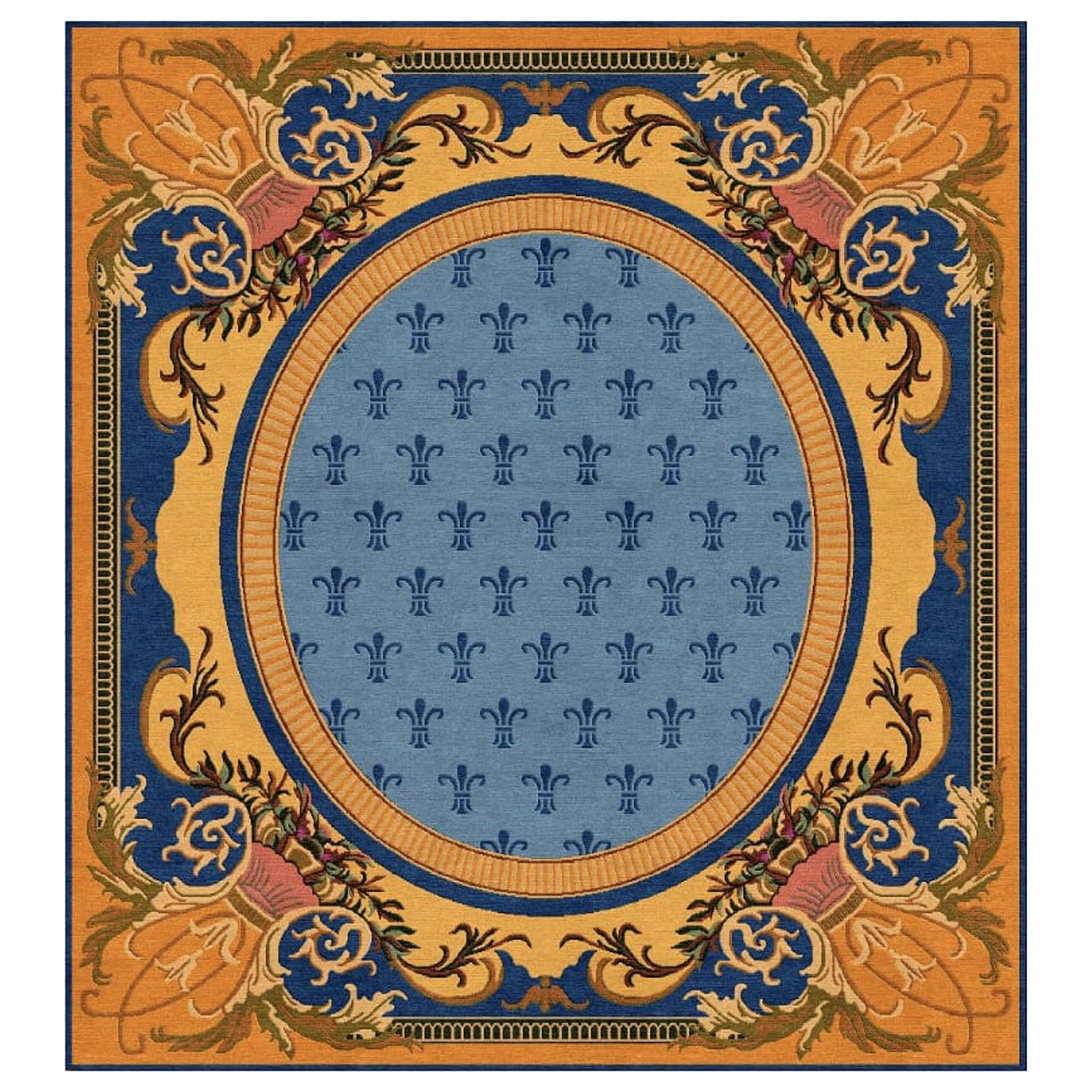 Handgeknüpfter Teppich im neoklassischen spanischen Design, maßgeschneidert im Angebot