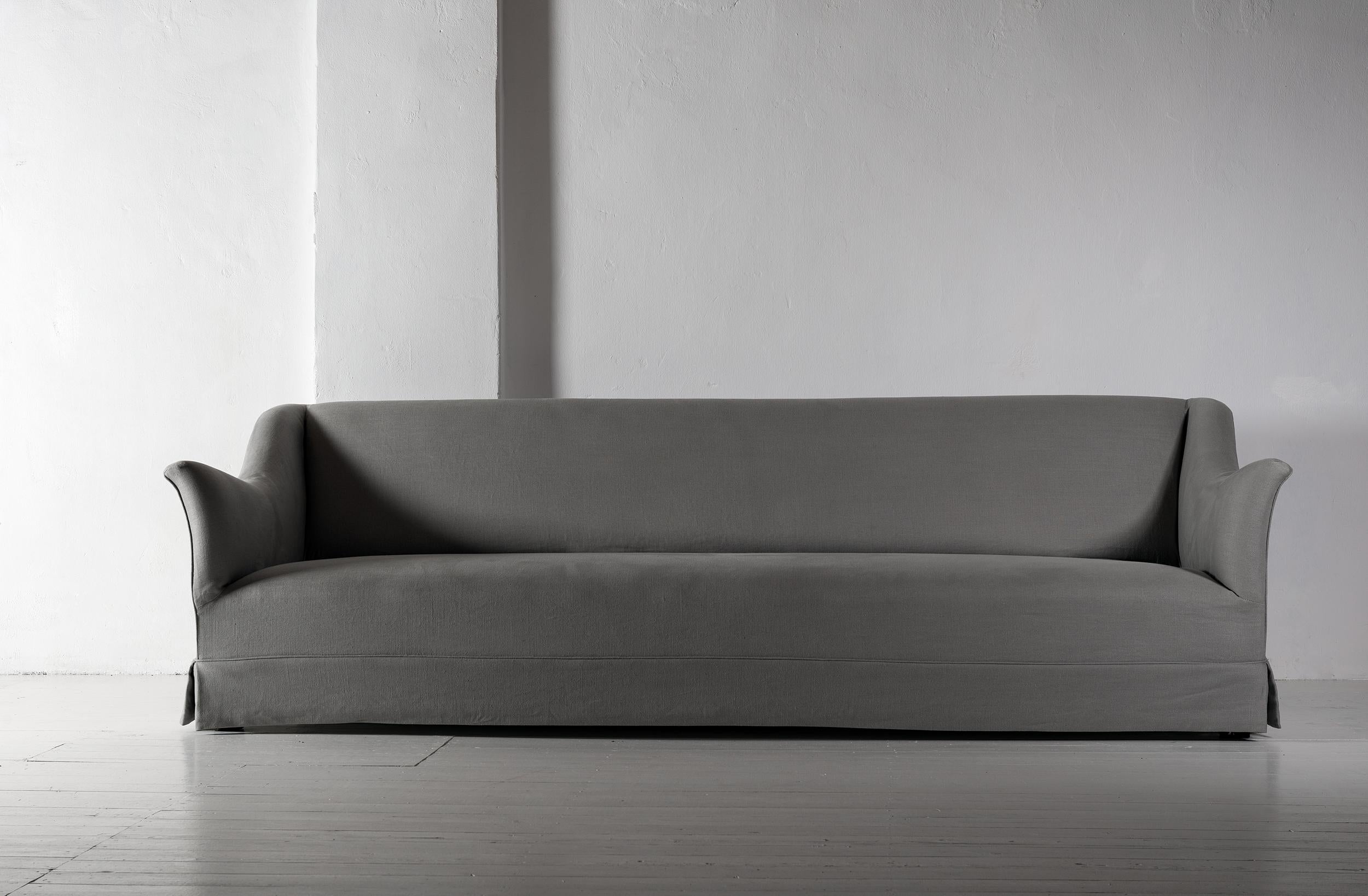 Modern Bespoke Handmade Belgian Linen Sofa For Sale