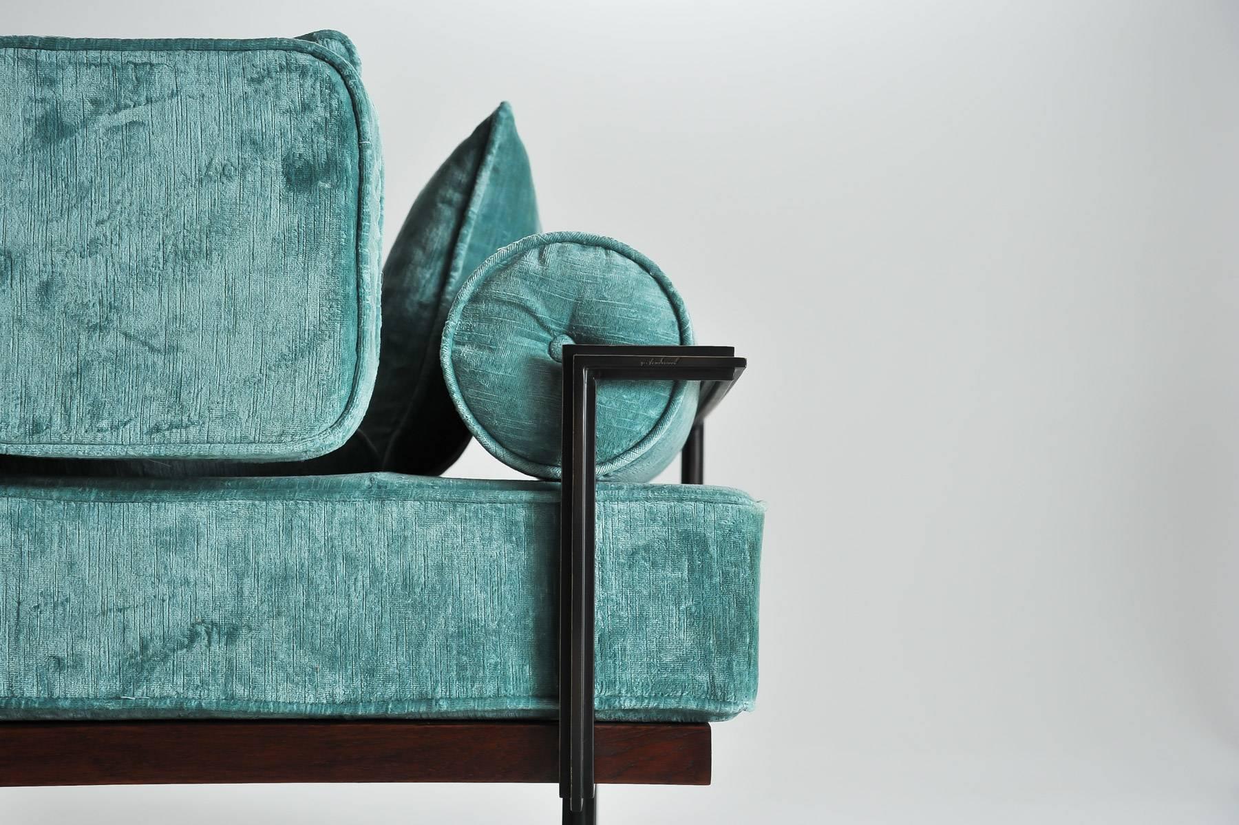 Thai Bespoke 2 Seater Sofa Reclaimed Hardwood & Brass Frame by P. Tendercool (Indoor) For Sale