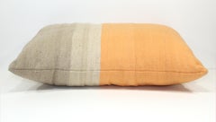 Bespoke Handwoven Wool Throw Pillow, Orange and Grey