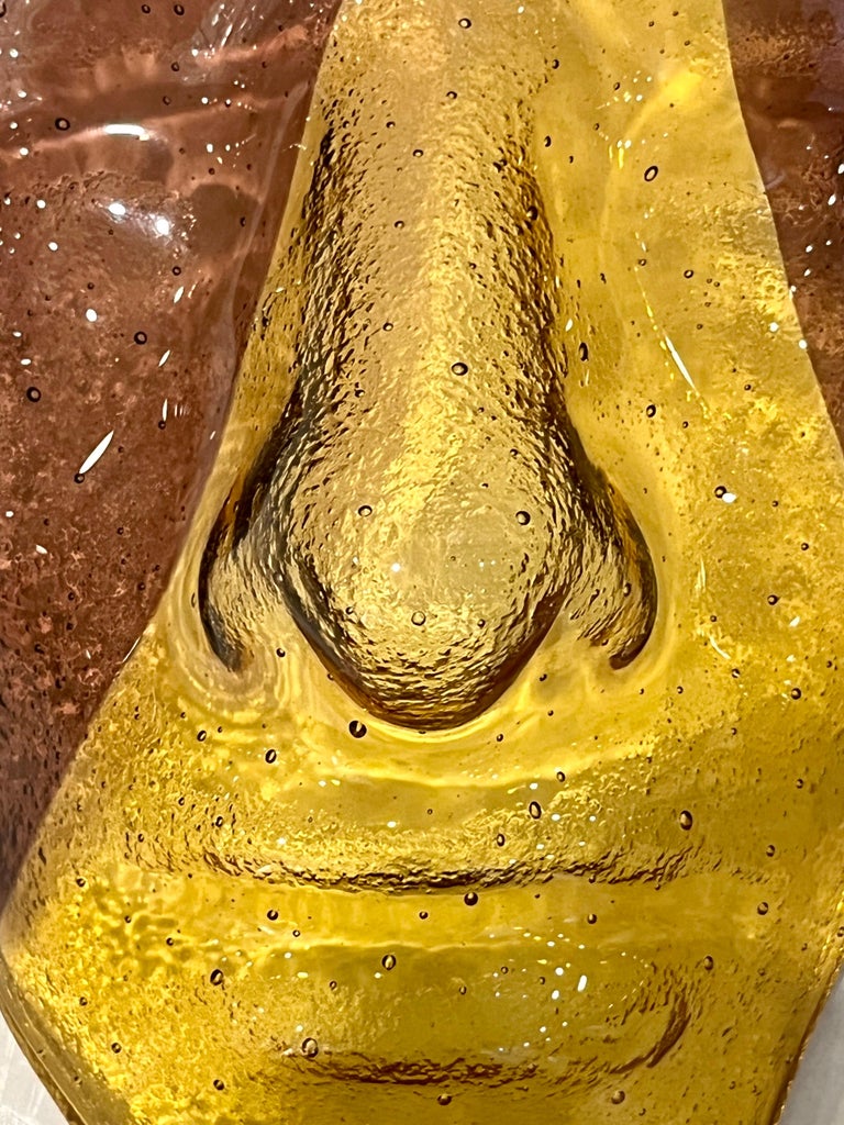 Bespoke Italian Amethyst Amber Gold Murano Glass Mask Wall Art