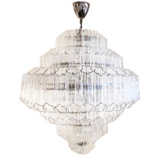 Bespoke Italian Art Deco Design Crystal Murano Glass Nickel Modern Chandelier