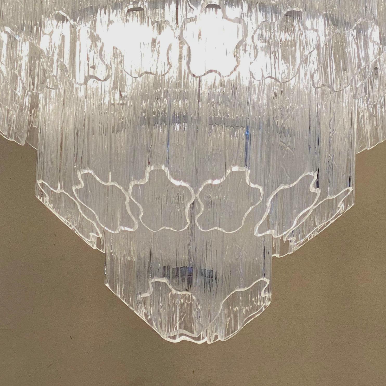 Bespoke Italian Art Deco Design Crystal Murano Glass Nickel Modern Chandelier For Sale 2