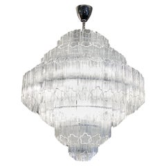 Bespoke Italian Art Deco Design Crystal Murano Glass Nickel Modern Chandelier