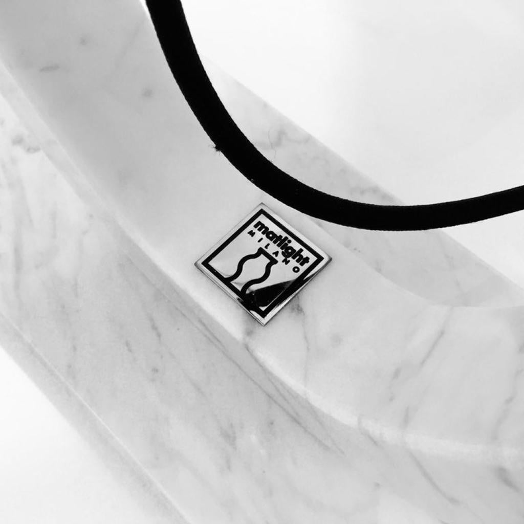 Hand-Crafted Bespoke Italian Art Deco Design White Carrara Marble Modern Oval Table Lamp