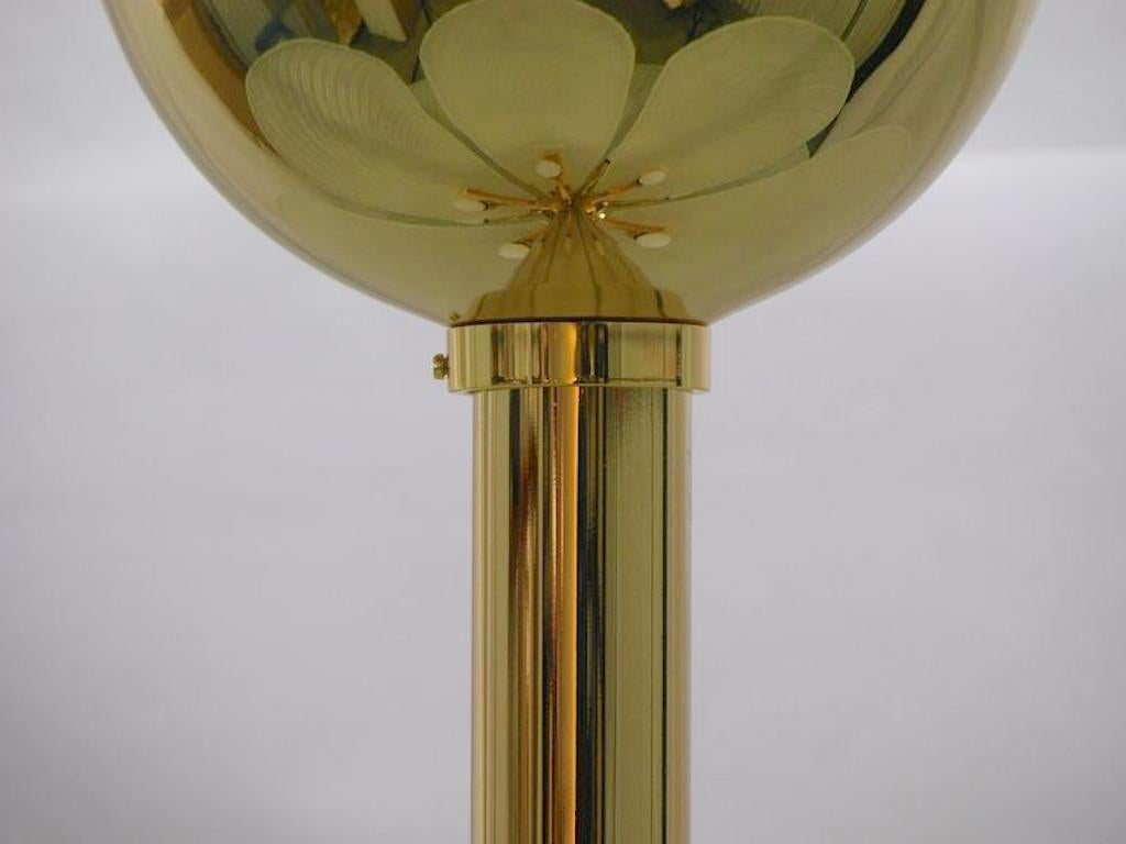 Gold Bespoke Italian Art Nouveau Organic Design White Murano Glass Lotus Chandelier