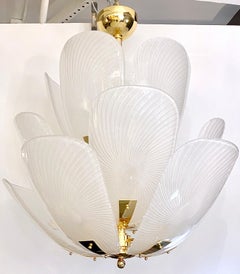 Bespoke Italian Art Nouveau Organic Design White Murano Glass Tulip Chandelier