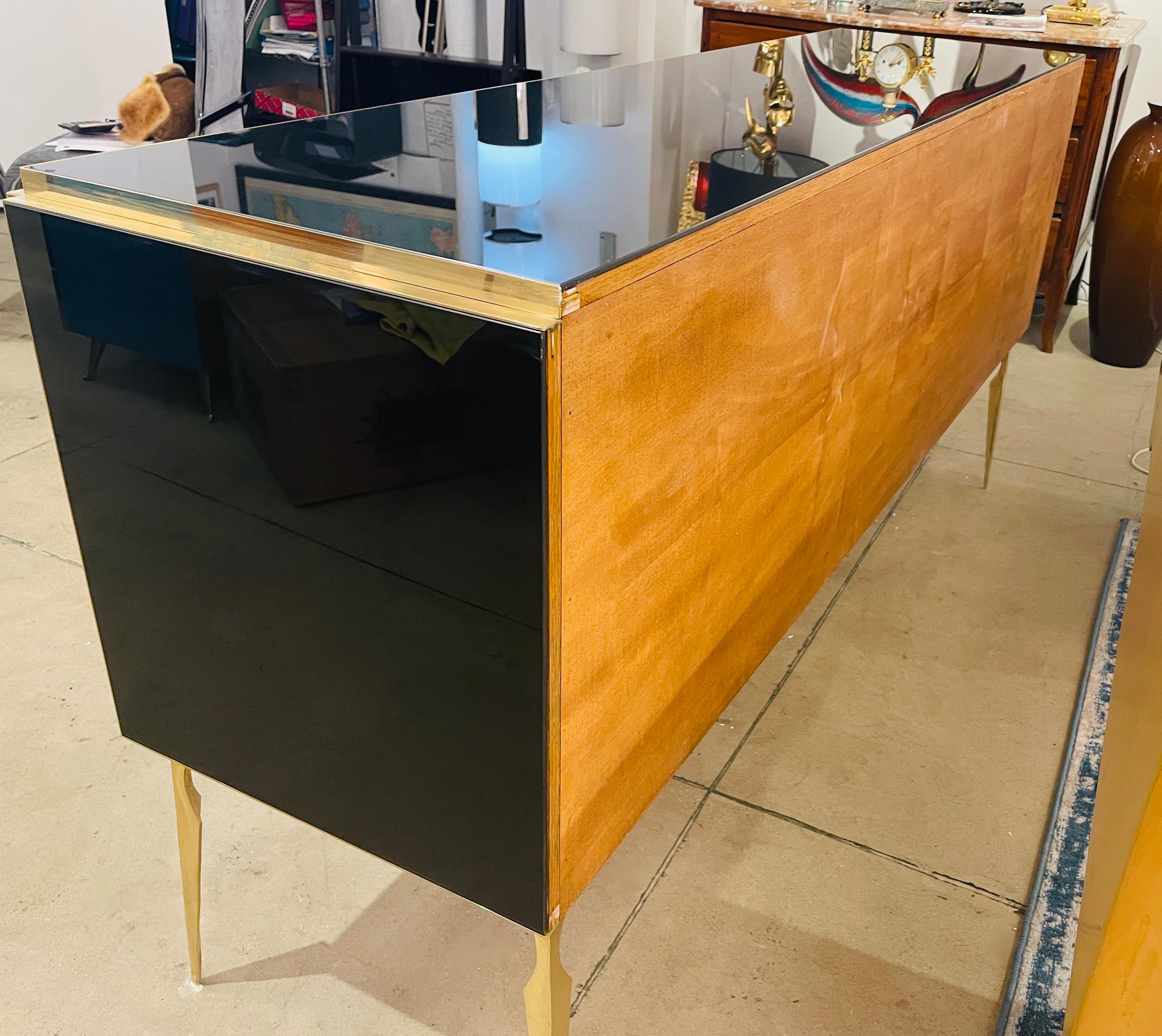 Brass Bespoke Italian Black Purple Blue Gold Geometric Postmodern Cabinet / Sideboard For Sale