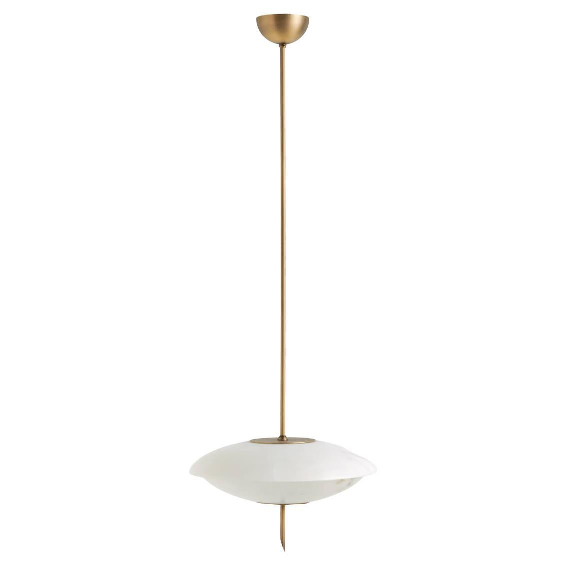 Lustre "Cosmos" italien sur mesure, en laiton brossé antique