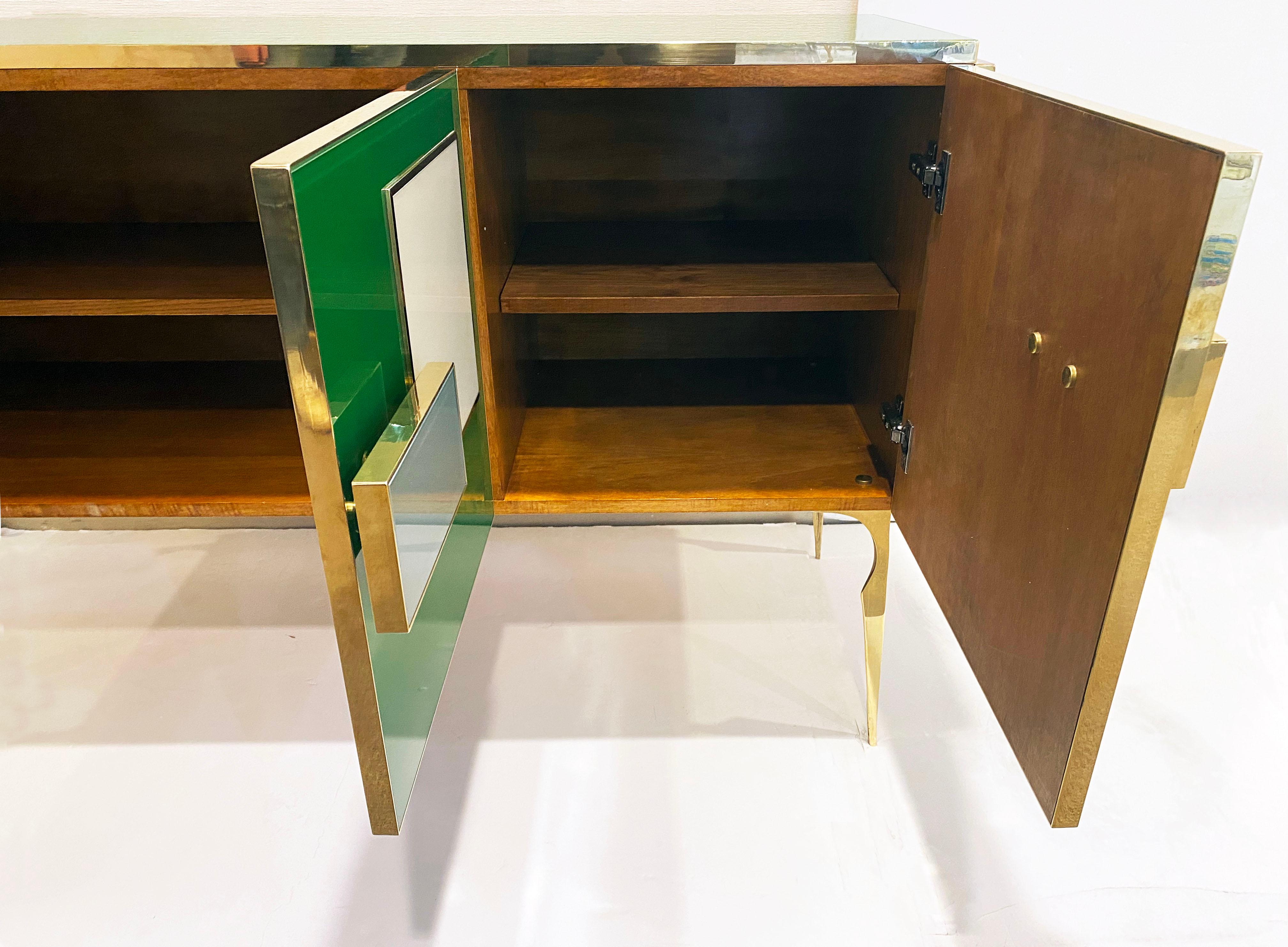 Post-Modern Bespoke Italian Green Orange Yellow Gray Geometric Postmodern Cabinet/Sideboard For Sale