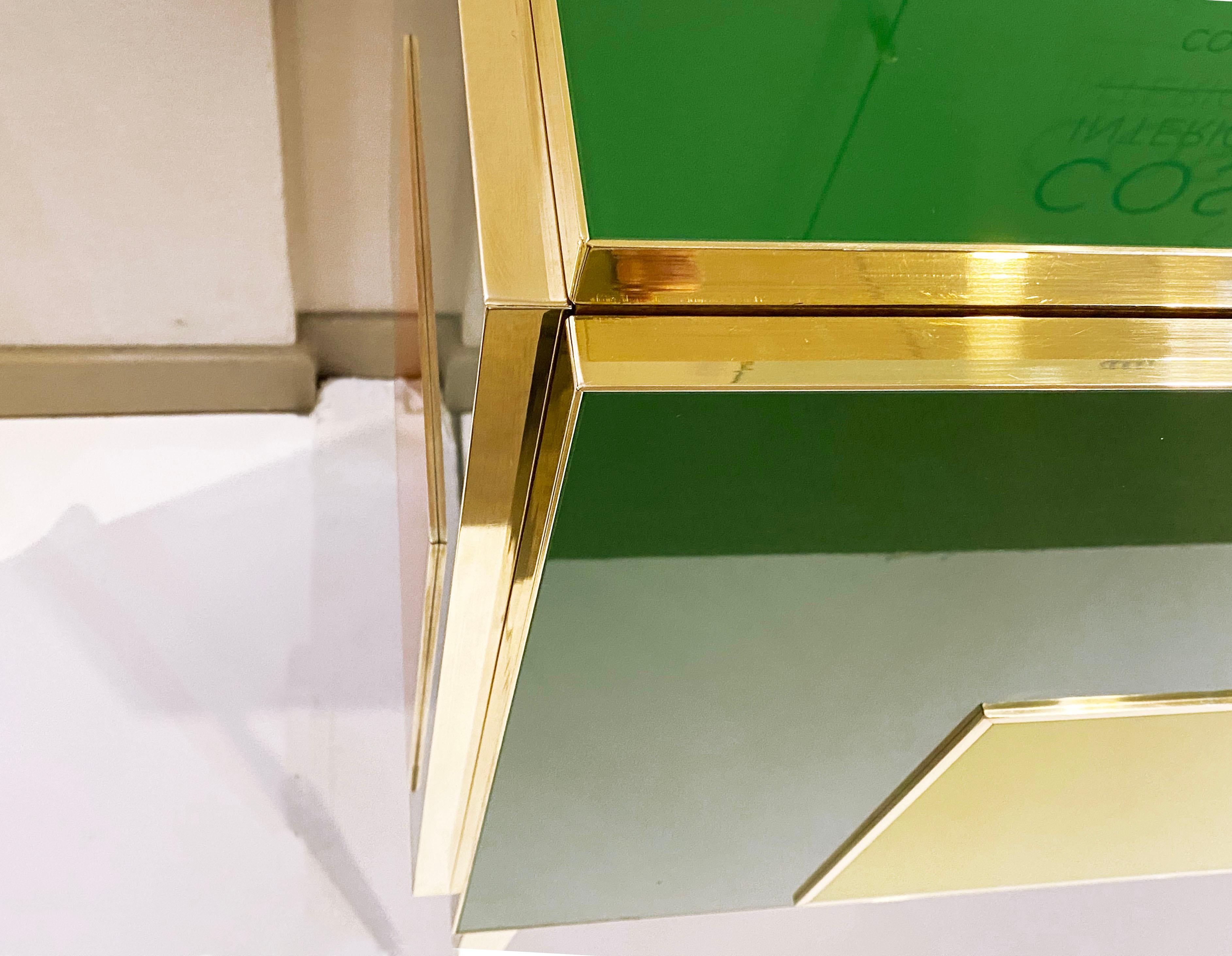 Post-Modern Bespoke Italian Green Orange Yellow Grey Geometric Postmodern Cabinet/Sideboard For Sale