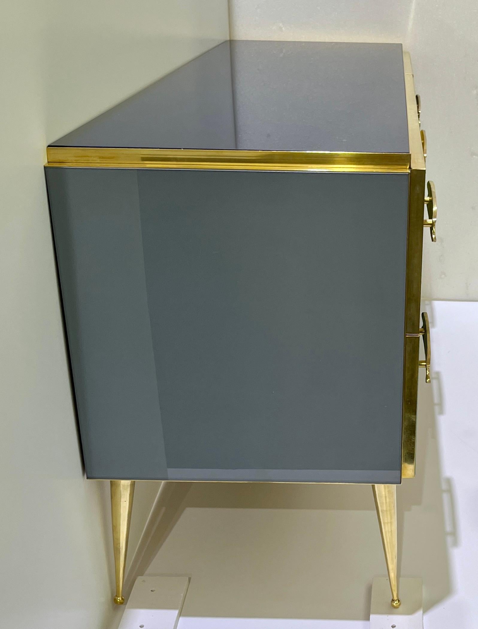Bespoke Italian Green Yellow Brown Gray Blue Modern Brass 6-Drawer Dresser/Chest For Sale 5