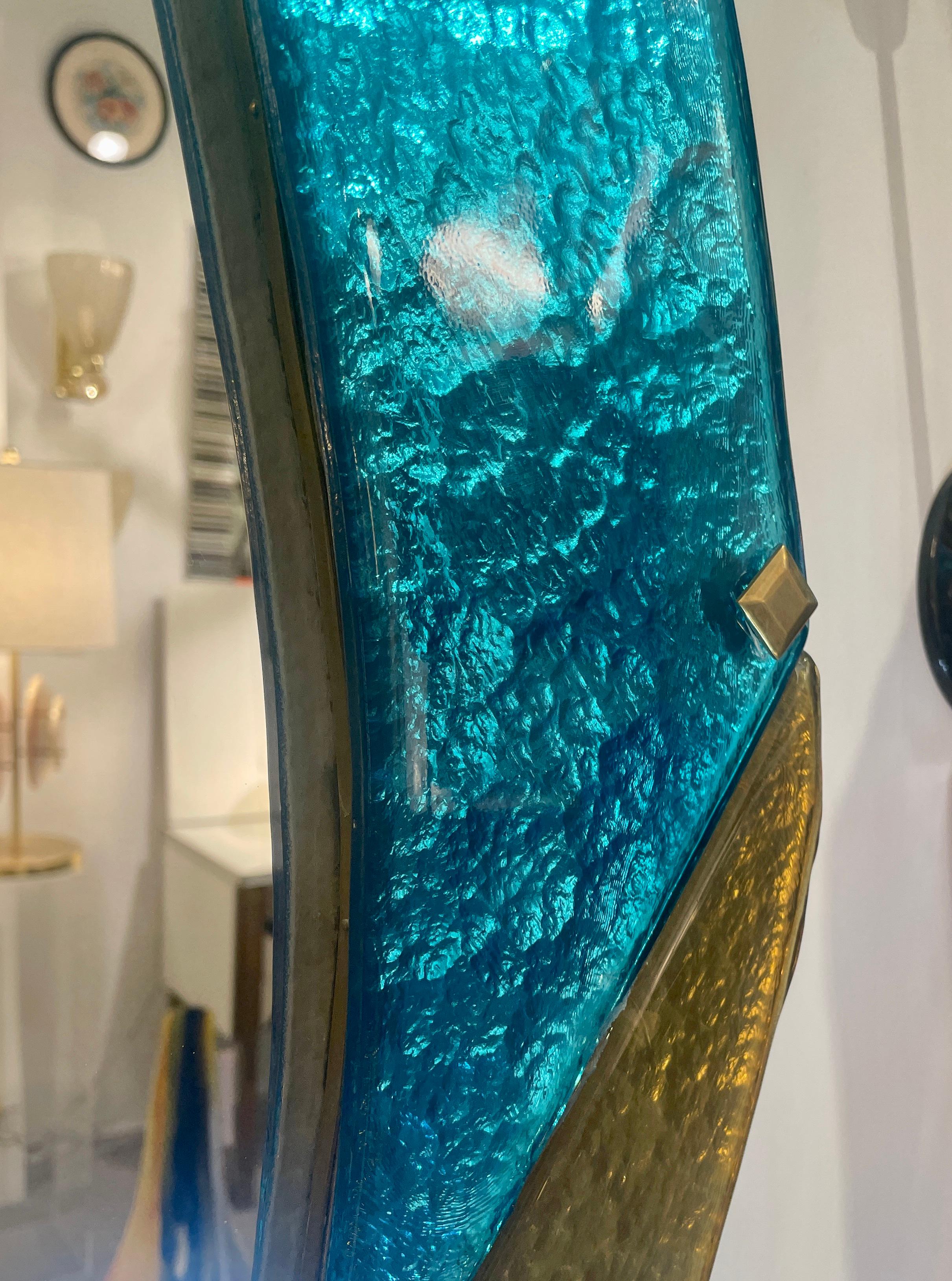 Specchio in vetro di Murano Bespoke Italian Memphis Design Oro Rosa Turchese Borgogna in vendita 3